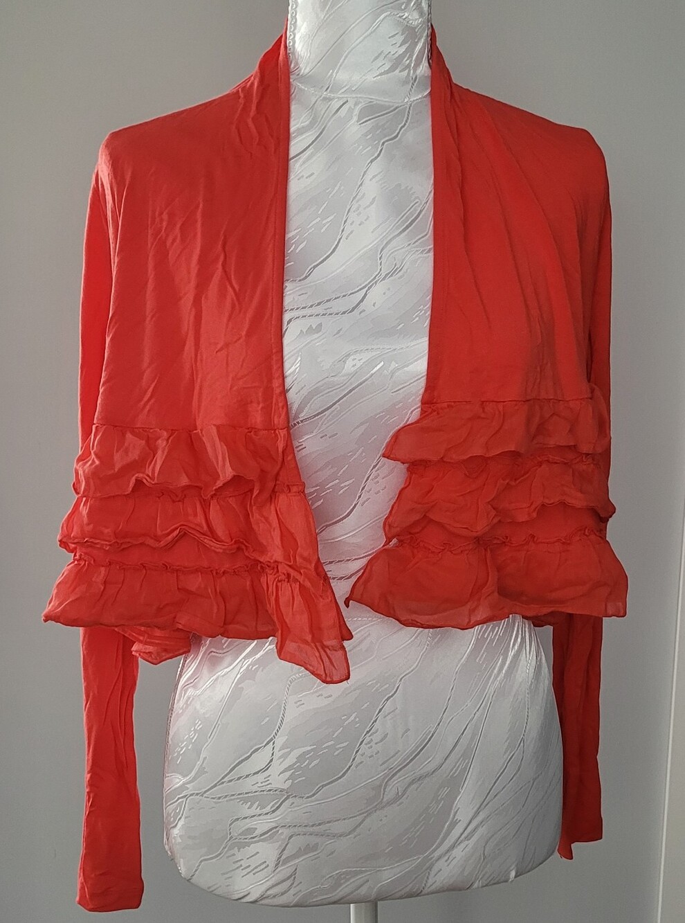 Tristan Coral Red Open-Front Cardigan Size XS